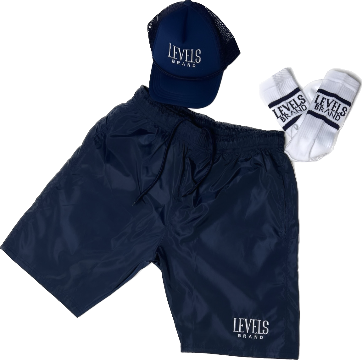 Levels Nylon Signature Logo Shorts| Navy