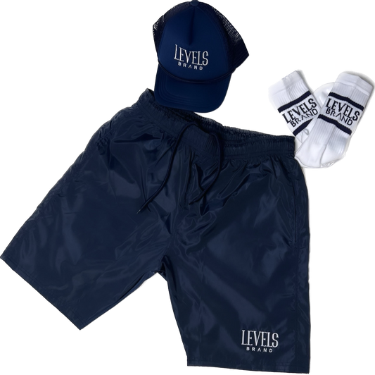 Levels Nylon Signature Logo Shorts| Navy