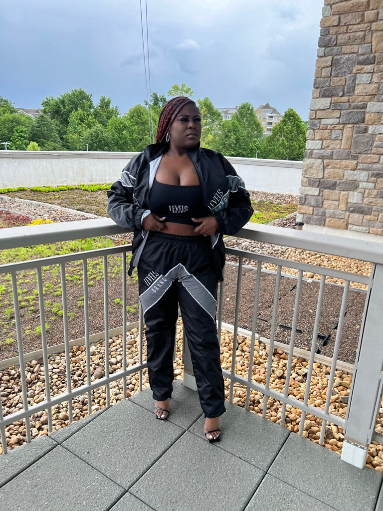 [ NERDY ]★23FW★LINE WINDBREAKER SET Levels V-Line Windbreaker Set |Black – Levels Brand