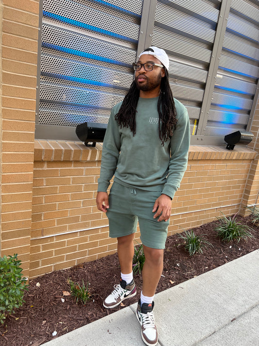 Men's Essential Signature Logo| Crewneck Short Set