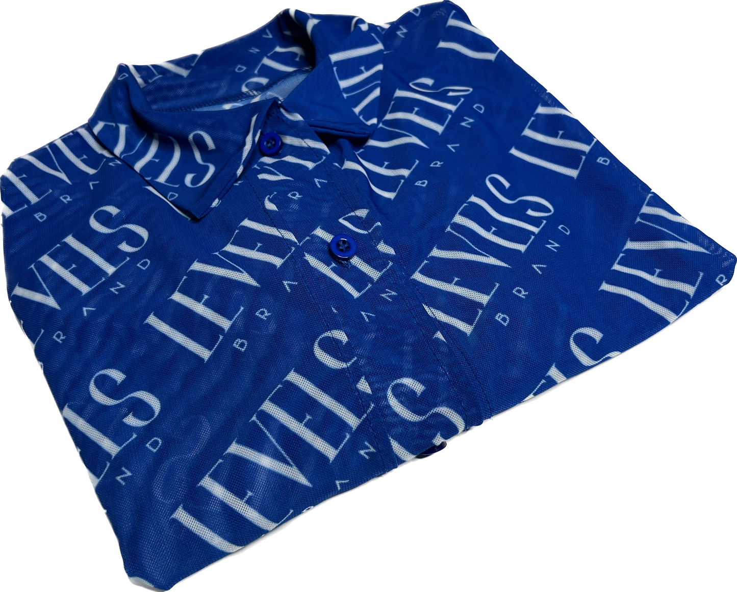Levels Mesh Button Up Top | Blue