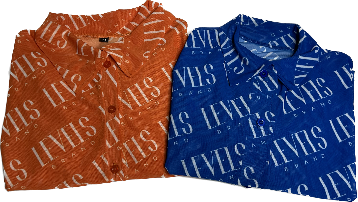 Levels Mesh Button Up Top | Blue