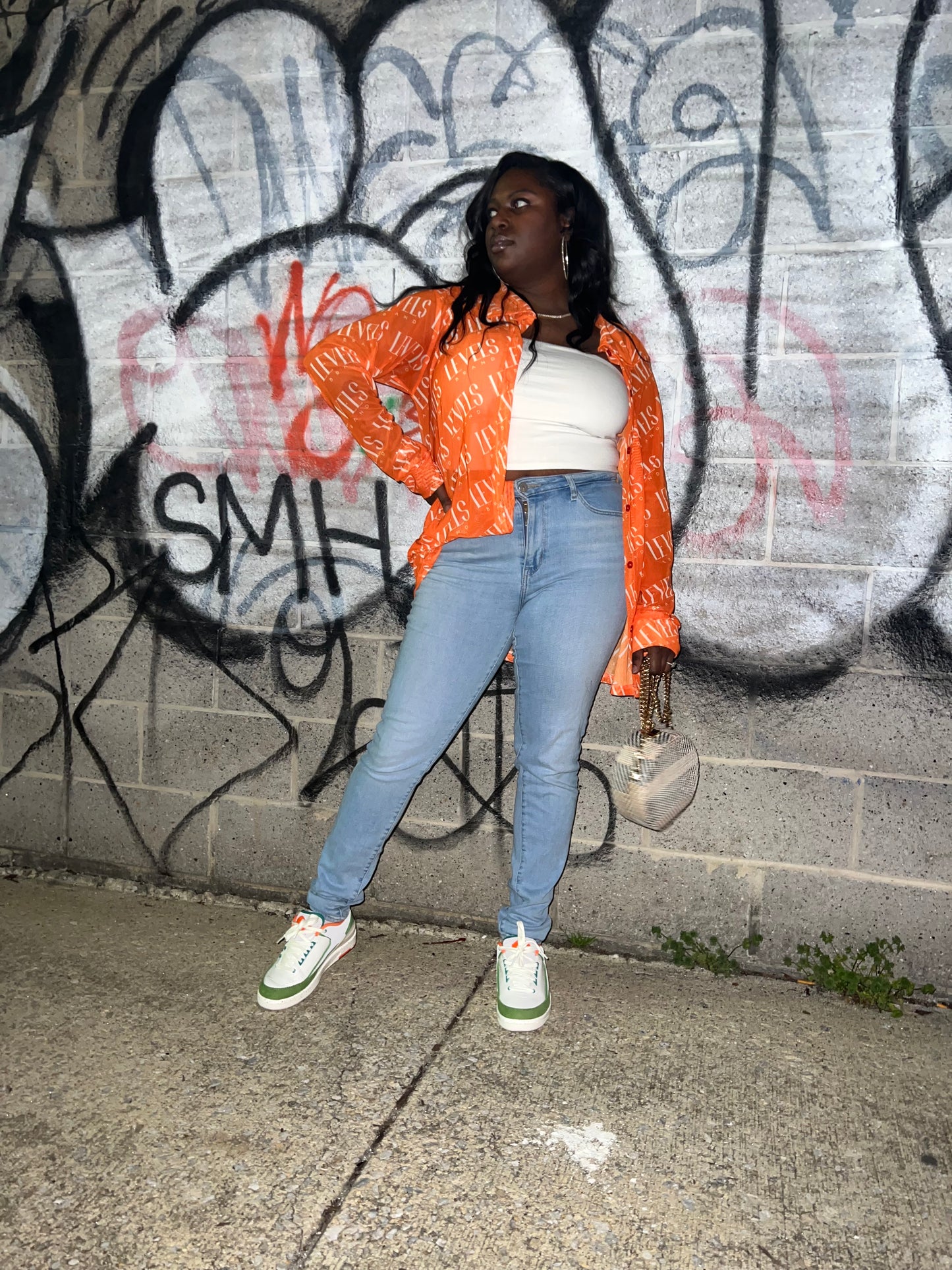 Levels Mesh Button Up Top | Orange