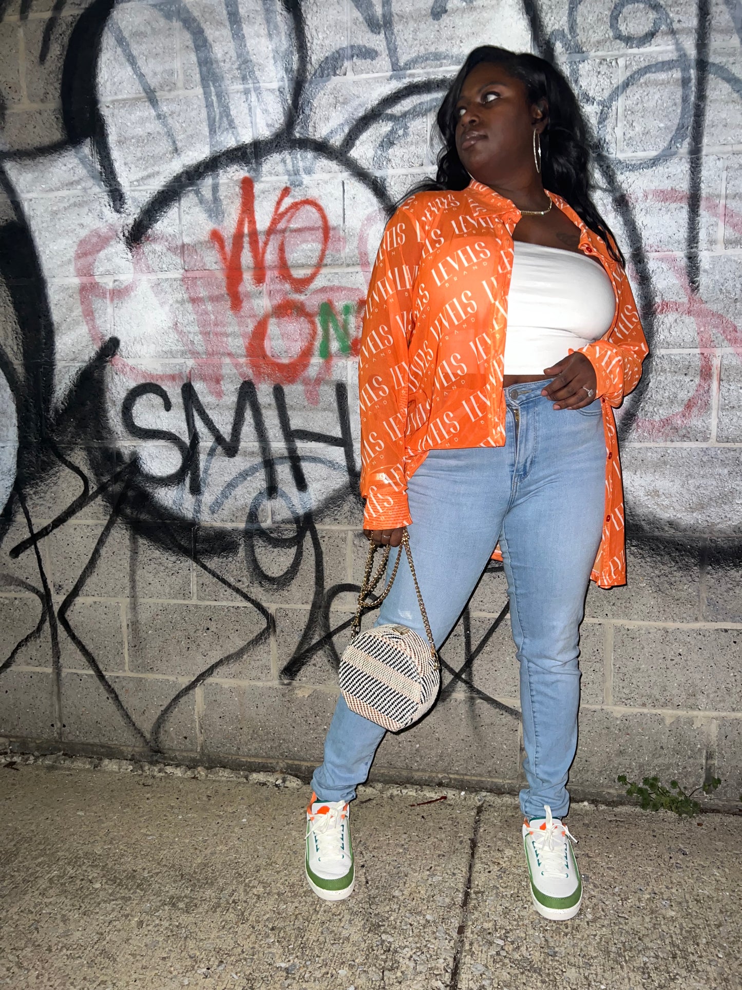 Levels Mesh Button Up Top | Orange