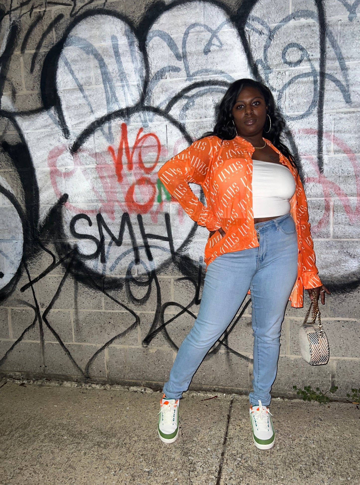 Levels Mesh Button Up Top | Orange