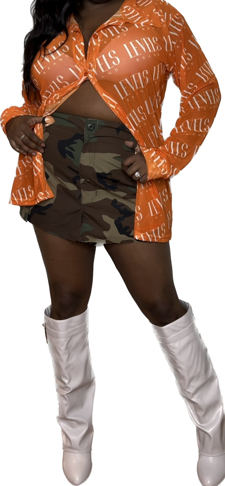 Levels Mesh Button Up Top | Orange