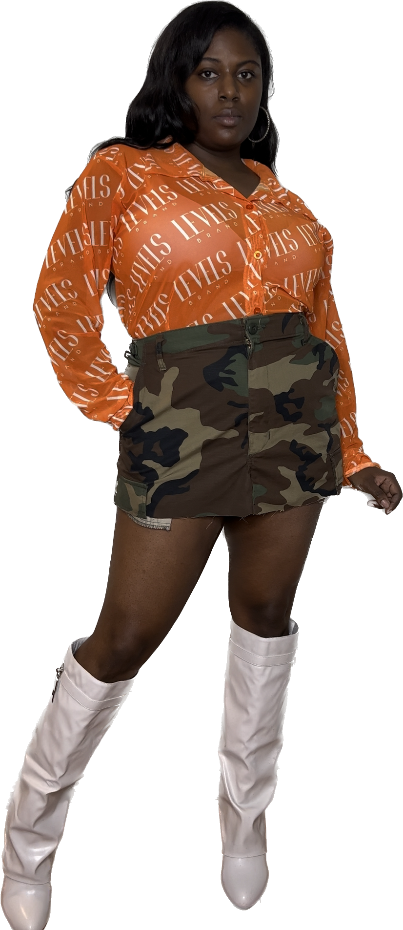 Levels Mesh Button Up Top | Orange